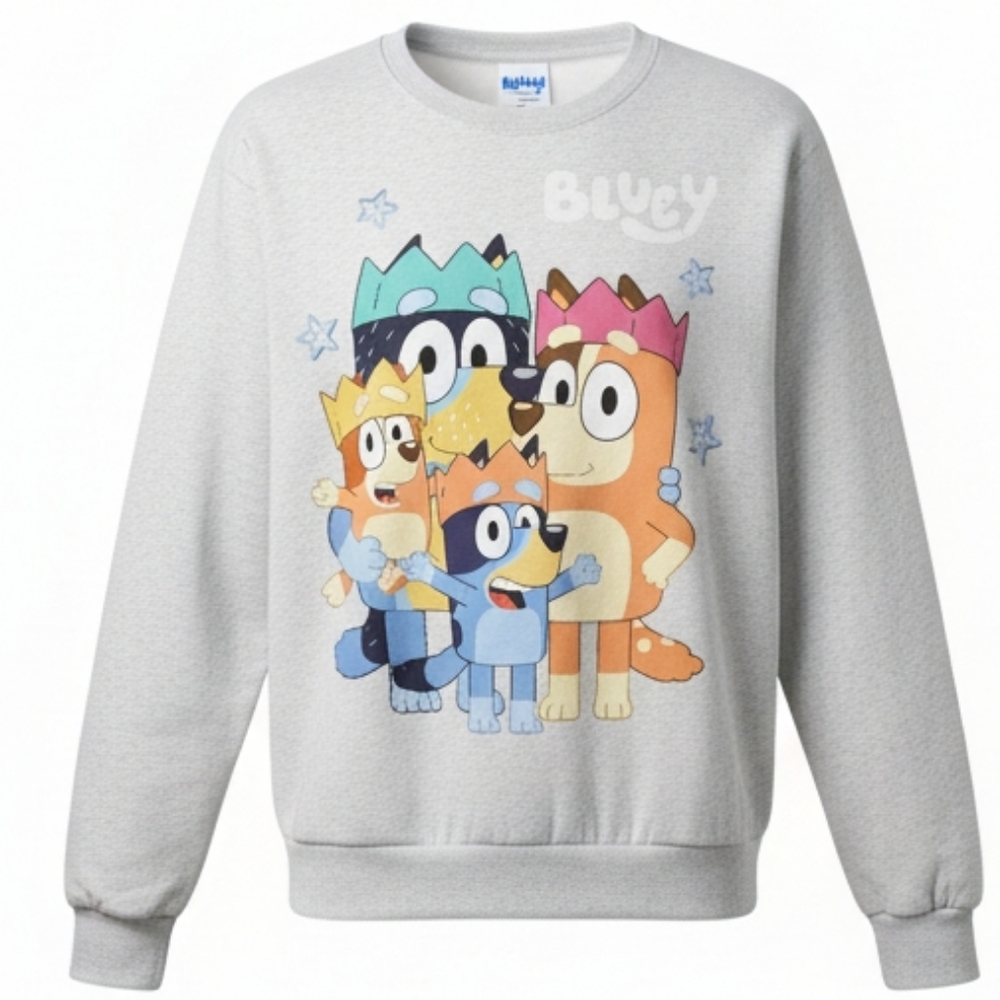 Bluey Family Graphic Crewneck Sweater - Light Gray